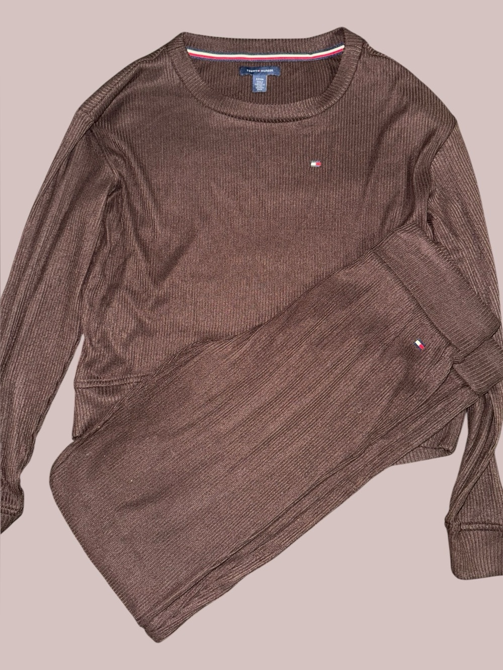 Tommy Hilfiger women  Brown Ribbed Crewneck Sweater